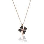 Söğütlü Silver SGTL5725 Rose Onix Taşlı Yonca Kolye