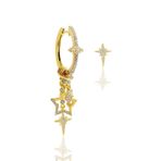 Söğütlü Silver SGTL9485GOLD Altın Yaldızlı Zirkon Taşlı Kutup Yıldızı Şans Kadın Gümüş Küpesi