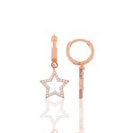 Söğütlü Silver SGTL9842 Beyaz Taşlı Rose Halka Modeli Gümüş Küpe