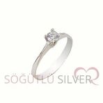 Söğütlü Silver Tek taş yüzük 17
