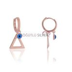 Söğütlü Silver üçgen ve nazar boncuğu küpe