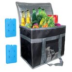 Soğutucu çanta, katlanabilir, 35 l, piknik için termal çanta, buz çantası, soğutucu çanta, alışveriş ve kutular, kulplar, çift fermuarlı kapak, tekrar kullanılabilir soğutma kutusu, alışveriş, piknik,