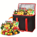Soğutucu çanta, katlanabilir, büyük, 35 l piknik çantası, soğutucu çanta, büyük, soğutucu çanta, soğutma çantası, buz çantası, öğle yemeği çantası, piknik için soğutma kutusu (siyah ve kırmızı)