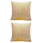 Soho Kumaş Altın Varak Desenli Dekoratif 4'lü Kırlent Yastık Kılıfı Seti - 42 x 42 cm (2, Sarı 2'li)