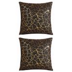 Soho Kumaş Altın Varak Desenli Dekoratif 4'lü Kırlent Yastık Kılıfı Seti - 42 x 42 cm (2, Siyah-Altın 2'li)