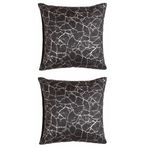 Soho Kumaş Altın Varak Desenli Dekoratif 4'lü Kırlent Yastık Kılıfı Seti - 42 x 42 cm (2, Siyah-Gümüş 2'li)