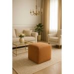 Soho Kumaş Kare Puf 40×40×45 cm – Dekoratif Oturma Makyaj Pufu Yuvarlak Bench - Taba