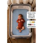 Soho Organics Maxi Cosi Iora ve Iora Air Uyumlu (OVAL) Lastikli Çarşaf - Müslin Maxi Cosi Çarşafı 80x58,5x3 cm ve 82x50x3 cm anne yanı için uygundur