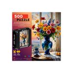 Soi Craft 500 Parça Puzzle Mavi Vazo ve Karışık Çiçekler Gün Batımı #264