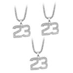SOIMISS 3 Parça 23 Numara Kolye Beyzbol Çekicilik Kolye Hip Hop Kolye Forma Numarası Kolye 23 Kolye Kişiselleştirilmiş Özel Kolye Bling Numarası Kolye Ilk Kolye Jersey Şanslı Alaşım Adam