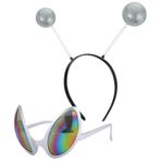 SOIMISS 4 Adet Alien Gözlük Festivali Partisi Komik Balo Gözlükleri Yıldız Kostümü Festival Saç Bandı Gümüş Aksesuarlar Balo Kıyafeti Nedime Saç Kravat Robot Adam Çocuk Giyim Plastik