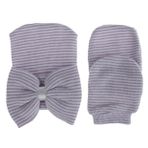 SOIMISS Kız Bebek Başörtüsü Yeni Doğmuş Bebek Çizilmez Bebek Eldivenleri Bebek Bere Kapakları Bebek El Eldivenleri Bebek Takım Elbise Bebek Türban Beyaz Çift ​​katman Örme Şapka Yeni Doğan