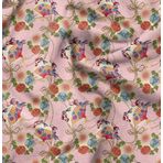 Soimoi Çiçek Baskı - Pembe, Saf İpek Kumaş - 42 İnç Genişlik, 1 Yard, Hafif Malzeme, Zarif Elbiseler, Sariler, Eşarplar İçin Mükemmel