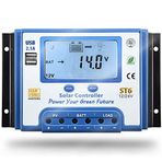 SolaMr 20A Solar Şarj Kontrol Cihazı 12V/24V LCD Ekranlı Akıllı Regülatör ve Güneş Paneli Aküsü için Çift USB Bağlantı Noktası - ST6-20A