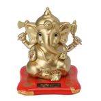 Solar Ganesha Fil Kötü Gösterge Paneli ve Ev Dekoru için Tanrı Heykeli, Şanslı Hint Ganesha Idol Figürin Refah için Güneş Powered Salıncakları, Stres Kaçınma (gold)
