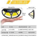Solar Güneş Enerjili 122 Cob Ledli 3 Modlu Hareket Sensörlü Oval Bahçe Lambası - Siyah