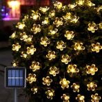 Solar Güneş Enerjili 50 LED Papatya 5 Metre Siyah Kablo 8 Kademeli Bahçe Balkon Ağaç Aydınlatma Dekor Işık - Sarı - Gün Işığı