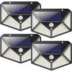 Solar Güneş Enerjili 50 Watt 100 Ledli Bahçe Balkon Dekor Sensörlü Aydınlatması Duvar Aplik - Sarı - Gün Işığı