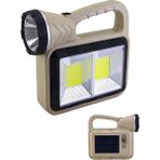 Solar Güneş Enerjili Şarjlı LED El Feneri - 3W Ön Led, 2 Yan Cob, 16 Arka Smd, 1000 Lümen, 2400 Mah Powerbank, Type-C ve Solar Şarjlı Çok Modlu Işık