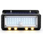 Solar Hareket Sensörlü LED Duvar Lambası 3W 44 Smd Beyaz + 4 Gün Işığı Led, 300 Lümen, IP65