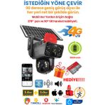 Solar Panelli, Güneş Enerjili, Sım Kartlı 4g, 6mp Çift Lensli Ptz Güvenlik Kamerası – Hareket Algılama 128 GB Sd Kart Hediyeli