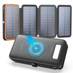 Solar Power Bank 27000 mAh Kablosuz Powerbank 22,5 W Cep Telefonu için Hızlı Şarj Cihazı, USB C Harici Batarya, LED Göstergeli, Cep Telefonları, Tabletler vb. için El Fen