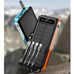 Solar Powerbank 1xUSB 10.000mAh LCD Ekran Dahili USB Mikro Type-C Powerbank