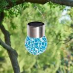 Solar Small Cracked Bottle Lights Güneş Enerjili Mavi Renkli Mozaik Görünümlü Cam Aydınlatma