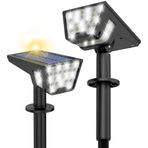 Solar Spot Işıklar Dış Mekan IP65 Su Geçirmez, 53 LED Güneş Enerjili Bahçe Avlu Işıkları Dış Mekan 3 Modlu Manzara Spot Işığı Araba Yolu Sundurma 2'li Paket için Otomatik Açma/Kapama ile (Soğuk Beyaz)