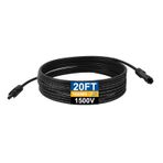 Solar Super Sonic 10AWG Güneş Uzatma Kablosu - Erkek ve Dişi Konnektörlü UV Dayanıklı Dış Mekan Güneş Paneli Kabloları - Ev, RV ve Dış Mekan Güneş Sistemleri için İdeal - 20 ft Siyah