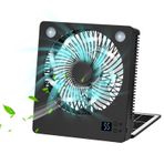 Solar vantilatör, güneş enerjisiyle çalışan taşınabilir soğutma fanı, pille çalışır, sessiz katlanır vantilatör, LED aydınlatmalı, ev, çadır, kamp, dış mekan, kesintisi ve seyahat