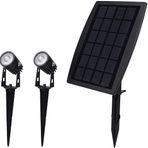 Solarek LED Güneş Güvenlik Hareket Sensörü 2 Spot Işıklar W/Güneş Paneli Su Geçirmez, Şafağa Alacakaranlık, Çevre Dostu. Dekorasyon/Güverte/Dış Mekan/Sundurma/Çim/Bahçe/Avlu/Veranda/Yol/Araba