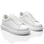 Solaress 257 Erkek Deri Sneaker, Her Tarza Uygun Günlük Spor Ayakkabı, Beyaz, 43 EU