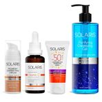 Solaris 4'lü 50 ml Leke Karşıtı Krem + C Serum + Güneş Koruyucu + Temizleme Jel