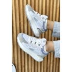 Solazer Kadın Bej Gri Ortopedik Confort Taban Fileli Sneaker Günlük Spor Ayakkabı 029 - Mavi