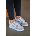 SOLAZER Kadın Beyaz Gri Sneaker Günlük Rahat Spor Ayakkabı 051
