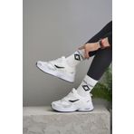 SOLAZER Kadın Beyaz Siyah Sneaker Günlük Spor Ayakkabı 041-2