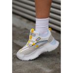 Solazer Kadın Ortopedik Taban Fileli Sneaker Günlük Spor Ayakkabı SLZ00028 - Sarı