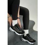 SOLAZER Kadın Siyah Gold Sneaker Günlük Rahat Spor Ayakkabı 049