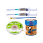Solderpaste Mechnic 138 Derece Krem Lehim 42G Sıvı Lehim ve Flux Lehim Toplama Fırça Seti 1,5mm 5in1