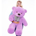 Sole 90 cm Rengarenk Papyonlu Lila Peluş Ayıcık