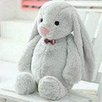 Sole Papyonlu Uzun Kulak Tavşan Bunny Gri 65 cm Peluş Oyuncak