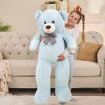 Sole Peluş 120 cm Papyonlu Sevimli Ayı - Sevgiliye Özel % 100 Yerli Pelüş Ayıcık - Açık Mavi