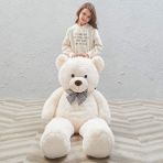Sole Peluş 120 cm Papyonlu Sevimli Ayı - Sevgiliye Özel % 100 Yerli Pelüş Ayıcık - Beyaz