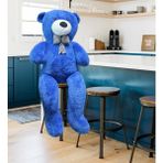 Sole Peluş 120 cm Papyonlu Sevimli Ayı - Sevgiliye Özel % 100 Yerli Pelüş Ayıcık - Mavi