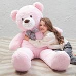 Sole Peluş 120 cm Papyonlu Sevimli Ayı - Sevgiliye Özel % 100 Yerli Pelüş Ayıcık - Pembe