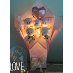 Sole Sevgiliye Led Işıklı Özel Pembe Konsept Balonlu Romantik Peluş Ayıcık Buketi