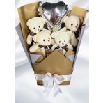 Sole Sevgiliye Özel Dore-Gümüş Konsept Balonlu Romantik Peluş Ayıcık Buketi