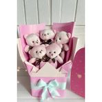 Sole Sevgiliye Özel Pembe Konsept Romantik Peluş Ayıcık Buketi - 10