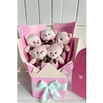 Sole Sevgiliye Özel Pembe Konsept Romantik Peluş Ayıcık Buketi